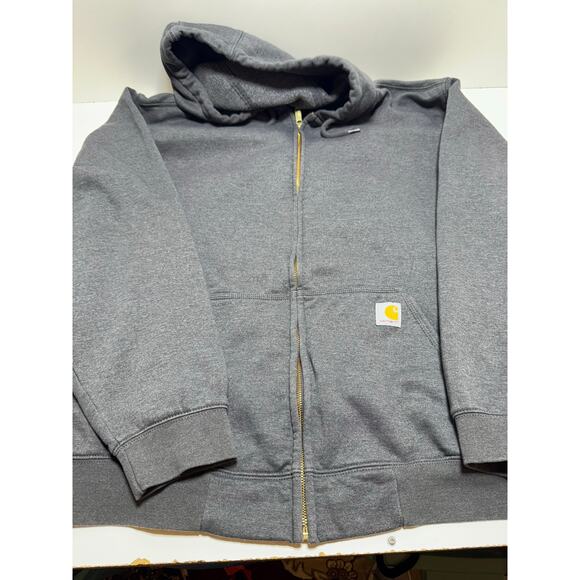 Carhartt Men’s Loose Fit Jacket 2XL Gray Zipper Front Hooded Utility Cotton - Picture 8 of 11